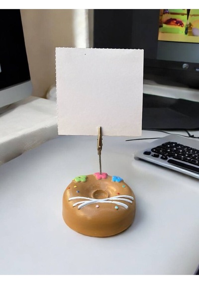 Renkli Çiçek Desenli Pasta Donut Model Temalı Fotoğraf Not Tutacak Ofis Masası Tutacağı Hediyelik Renkli