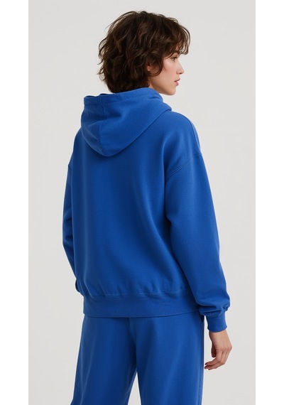 Uyguntarz Unisex Sweet Girl Cherry Baskılı Tasarım Oversize Sweatshirt Mavi