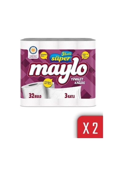 Maylo 3 Katlı Tuvalet Kağıdı 32'li 2'li Paket