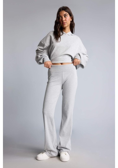 Defacto Flare Fıt Ribana Gri Melanj Pantolon E0628ax26augr210 Gri-gr210