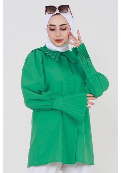 Sevitli Kolu Piliseli Gömlek -benetton Yeşili-3481-benetton Yeşili Benetton Yeşili Sevitli Kolu Piliseli Gömlek -benetton Yeşili-3481-benetton Yeşili Benetton Yeşili