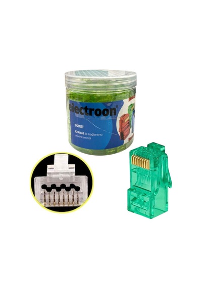 Electroon Yeşil Cat6 Ezrj45 Açık Uçlu Soket 8p/8c - 100adet