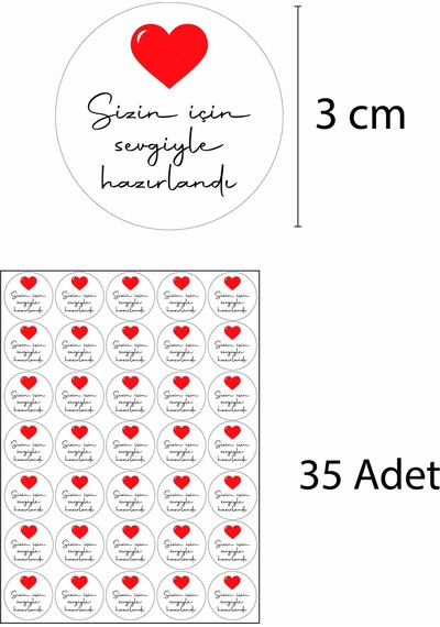 Paketlemeye Özel 35 Adet Sticker - Sizin İçin Sevgiyle Hazırlandı