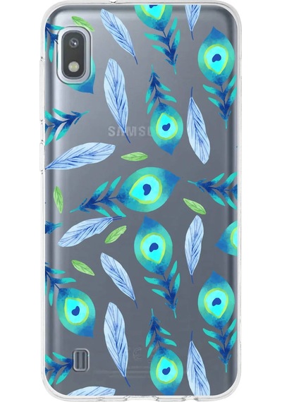 Samsung Galaxy A10 İle Uyumlu 1mm Slim Fit Nazar Boncuğu 3 Baskılı Şeffaf Kılıf Şeffaf