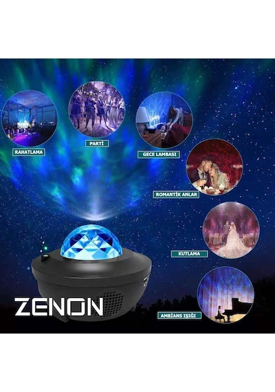 Zenon Smart Starry Light-Blth+Müzik+7 Farklı Ambians Projektör