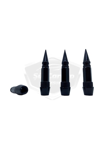 ŞüsCarOto Sivri Sibop Kapağı Mermi Sibop Kapağı Araba Motosiklet Bisiklet Metal 4 lü Set Siyah (00)
