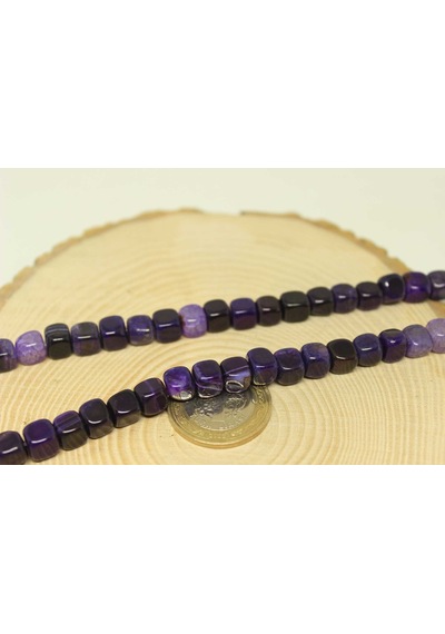 Akik Taşı Küp Şekilli 7-8mm Aralığı YARIM Dizi (24260) (18cm uzunluğundadır)