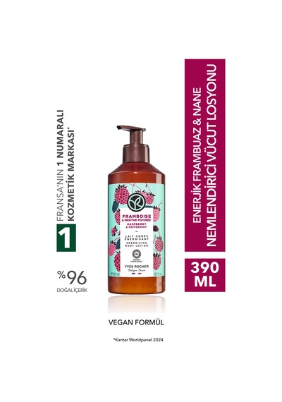 Yves Rocher Vücut Losyonu -nemlendirici Besleyici Enerjik Frambuaz Nane- Vegan-390ml