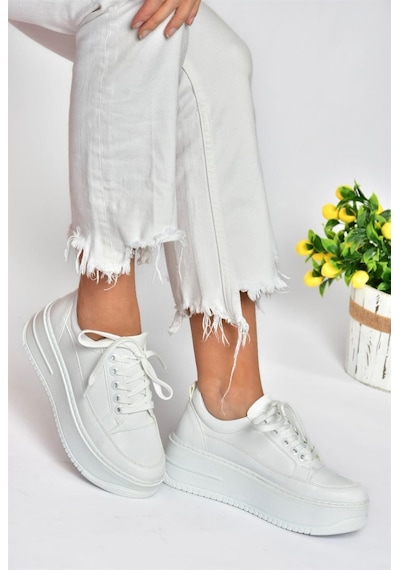 Fox Shoes P274117509 Beyaz Yüksek Tabanlı Kadın Spor Ayakkabı Sneakers Beyaz