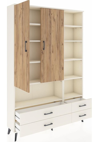 Arges Dolap 10 Raflı 4 Çekmeceli 2 Kapaklı 132x30x195 Aytaşı-... Aytaşı