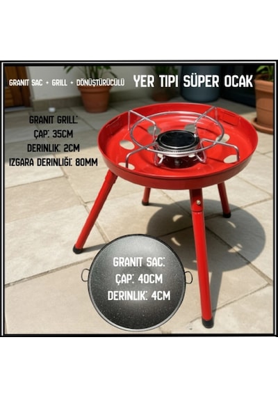 Uyguna-yakala Granit Sac + Grill + Dönüştürücülü Yer Tipi Süper Ocak-ykt.162 Çok Renkli