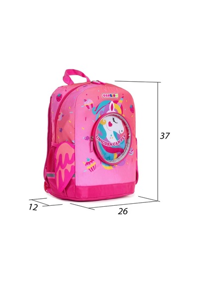 Uzay Temalı İlkokul Sırt Çantası - Pembe Açık Gri
