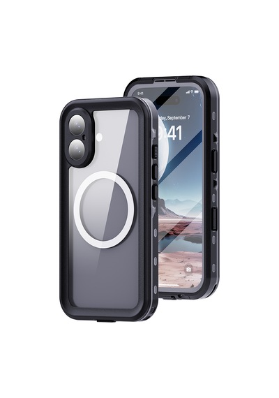 Apple Uyumlu İphone 16 Kılıf 360 Ön Ve Arka Koruyucu Su Geçirmez 1-1 Silikon 2mm Zırhlı Pc+tpu Kapak Siyah