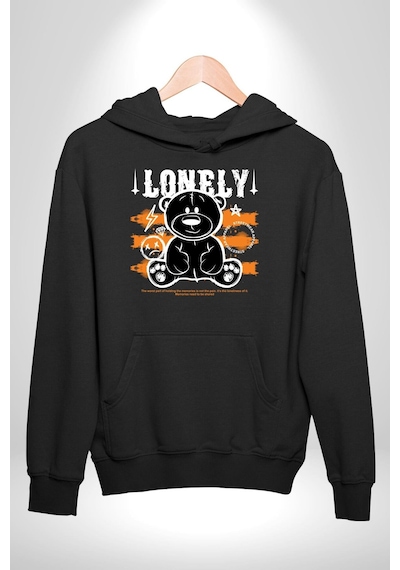 Yalnız Kadın Erkek Siyah Kapüşonlu Sweatshirt Hoodie Siyah