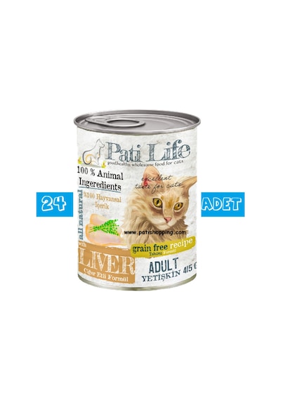 Pati Life Ciğer Etli Yetişkin Kedi Konserve Maması 24 x 415 G