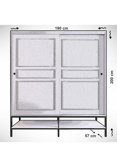 Pasific Home Martin 2 Kapaklı Sürgülü Gardırop Elbise Dolabı Parlak Beyaz 190 CM