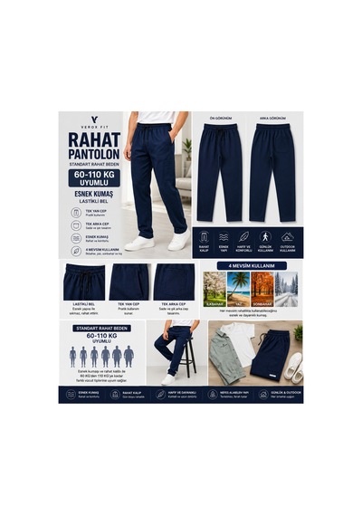 No Brand Rahat Bol Pantolon Lacivert Lacivert