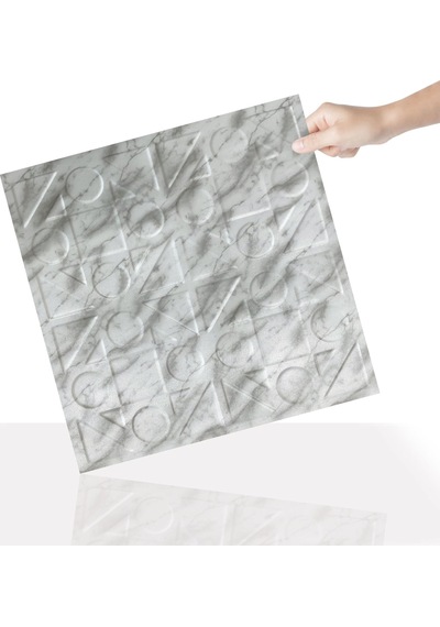 3 Boyutlu Duvar Paneli Kabartmalı Kareli Yuvarlak Desen Pvc 41x41 Cm/ 6 Adet /1 M² Mermer
