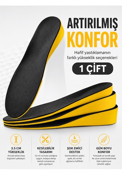 3.5 Cm Gizli Boy Uzatıcı Tamboy Tabanlık - Şok Emici Konforlu Ortopedik Ayakkabı Pedi