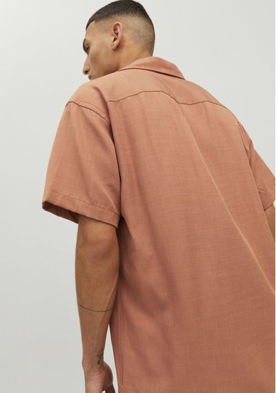 Jack & Jones Rahat Kesim Kısa Kollu Gömlek- Blujude 12231689 Amber Brown Kahverengi