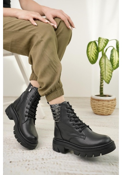 Nesil Shoes Fncy 206 Siyah Fermuarlı Kadın Bot-siyah Siyah