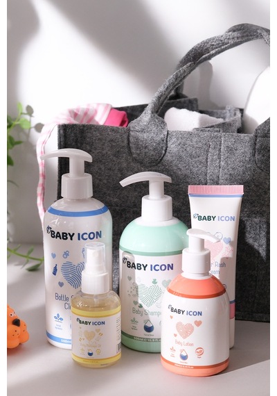 Baby İcon Hoşgeldin Anne Bebek Keçe Organize Bakım Çantası Seti Gri