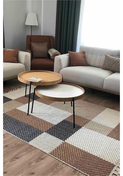 Enti Bukle 1406 Sarı Iskandinav Halı Kesme Yolluk Salon Halı Koridor Oturma Odası Halısı Sarı