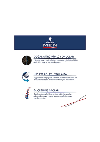 Schwarzkopf Men Perfect Saç Boyası 70- Koyu Kahve-kolay Ve Hızlı Beyaz Kapama - 3 Adet