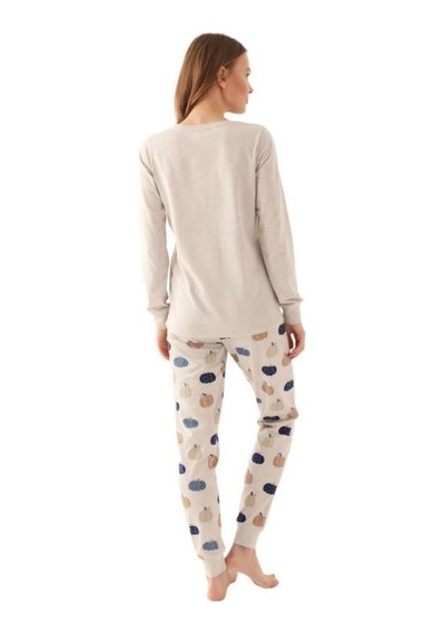 Kız Çocuk Ayıcık Baskılı Uzun Kollu Pijama Takım-16029 Gri