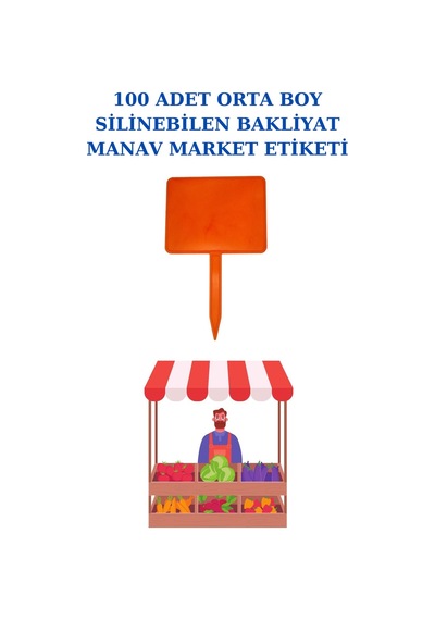 Yaz Sil Orta Boy Sapla Bakliyat Etiketliği 100 Adet Manav Pazarcı Etiketi 001 Turuncu
