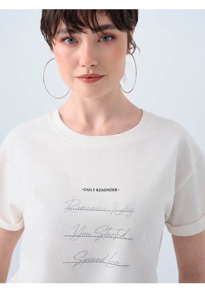 Loft Kırık Beyaz Kadın T-shirt Lf2040258 Kırık Beyaz