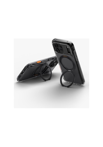 Apple iPhone Uyumlu 18 Pro Max Kılıf Swivix Dönebilen Metal Halkalı Koruyucu Premium Dayanıklı Darbe Emici Kapak Sıyah