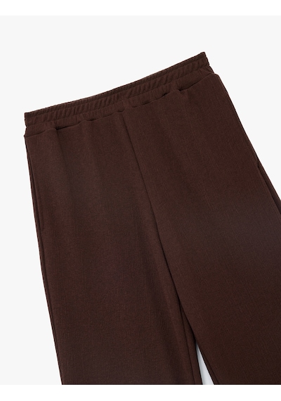 Koton Beli Lastikli Regular Fit Cepli Eşofman Pantolon Kahverengi 6wak40057ek Kahve