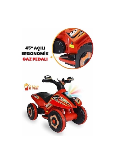 Uzaktan Kumandalı Akülü Atv Safari 6 Volt 35 Kg Taşıma Kapasitesi Kırmızı