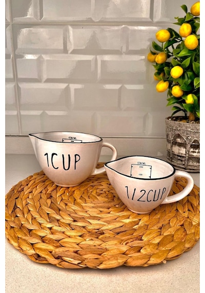 2'li Ölçü Kabı Bardağı Ölçü Seti 250/500 Ml
