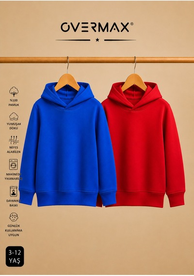 Overmax Çocuk 2 Li Sweatshirt Takımı 3-12 Yaş Saks Mavi-kırmızı - 917353073 Saks Mavi-kırmızı