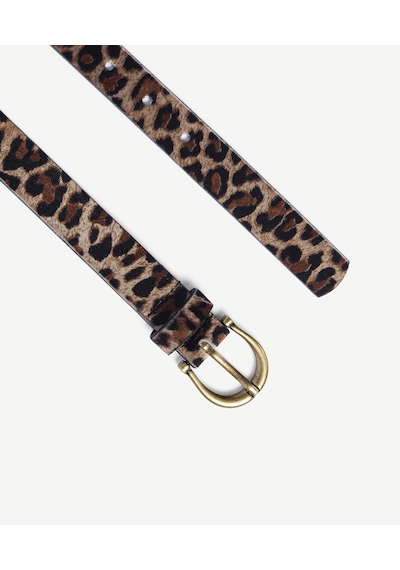 Yargıcı Leopar Baskılı Kadife Pantolon Kemeri 26kkkm7009x 018 Açık Kahverengi