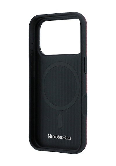 Apple Uyumlu iPhone 18 Pro Max Kılıf Mercedes Benz Lisanslı M-safe Uyumlu 3d Metal Logolu Wrap Wood Kapak Bordo