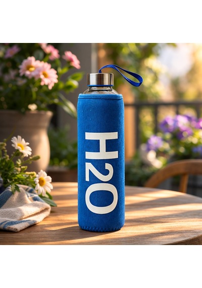 H2o Kılıflı Cam Matara - Şeffaf / Mavi - 750 Ml Çok Renkli