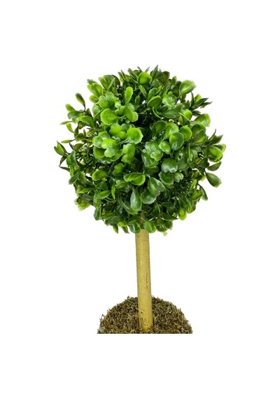 Yapay Ağaç Şimşir Top Tek Toplu 12x31cm Beyaz Saksıda