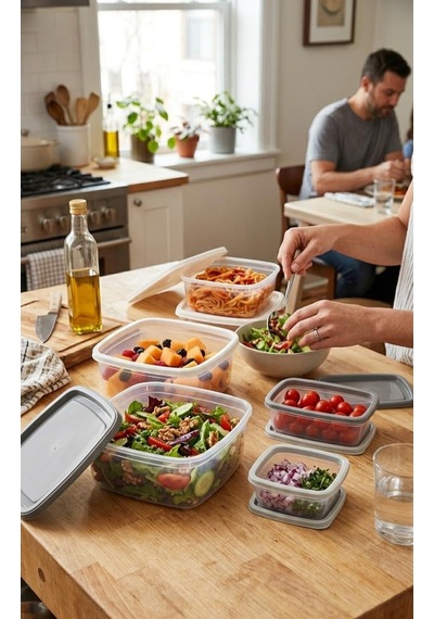 Easybox 6'lı Plastik Saklama Kabı Seti, Bpa İçermez İç İçe Geçebilir Mutfak Ve Buzdolabı İçi Düzenleyici Erzak Kabı Seti 225 Ml - 3000 Ml Şeffaf