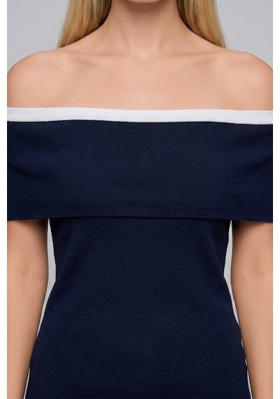 Defacto Slim Fit Omzu Açık Katlamalı Ribana Uzun Kollu Basic Tişört I2213ax26aunv245 Lacivert-nv245