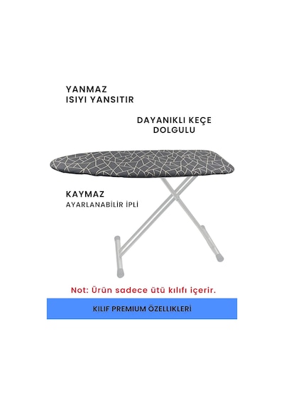 Magiclady Ütü Masası Kılıfı 150x50 Gri Geometrik