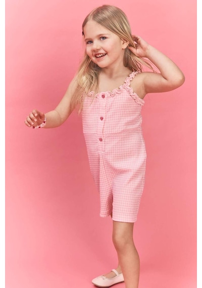 Defacto Askılı Kırışık Dokulu Kısa Tulum Kız Bebek H4273a526smpn171 Pembe-pn171