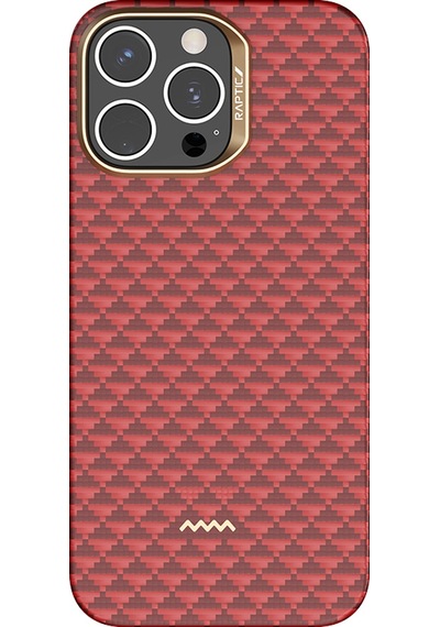Apple iPhone 16 Pro Max Kılıf M-safe Uyumlu Raptic Aramid Skin Origin Serisi Kapak Kırmızı