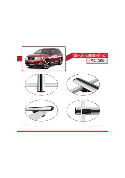 Nissan Pathfinder R52 2013-2020 Arası İle Uyumlu Basic Model Ara Atkı Tavan Barı Gri 3 Adet