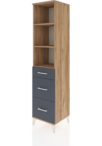 Hyperion Dolap 3 Raflı 3 Çekmeceli Tek Kapaklı 44x44x195 Çam-antrasit Atlas Çam
