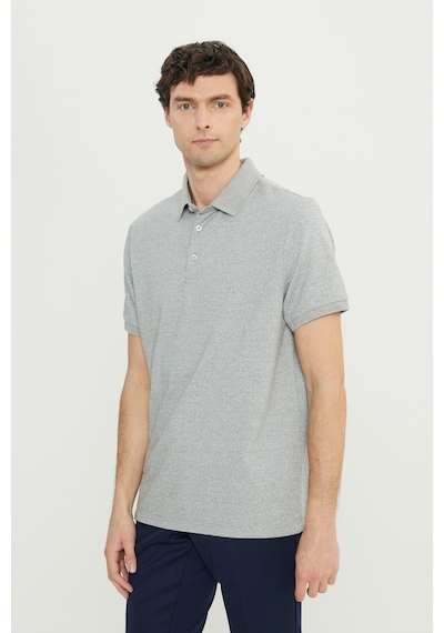 AC&Co / Altınyıldız Classics Erkek Beyaz Pamuklu Comfort Fit Rahat Kesim Polo Yaka Jakarlı Tişört Beyaz