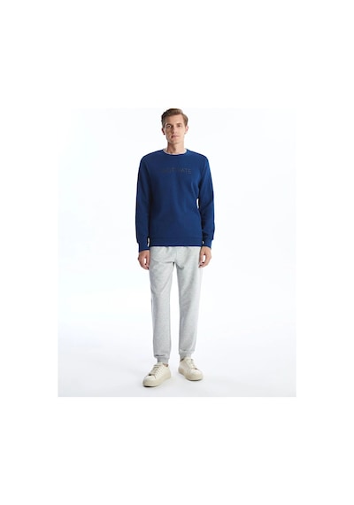 LC Waikiki Lacivert Bisiklet Yaka Uzun Kollu Baskılı Erkek Sweatshirt Çok Renkli