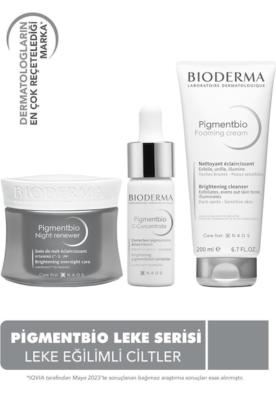 Bioderma Pigmentbio Night Renewer Cream 50 ML + C-Concentrate Serum 30 ML + Foaming Cream 200 ML